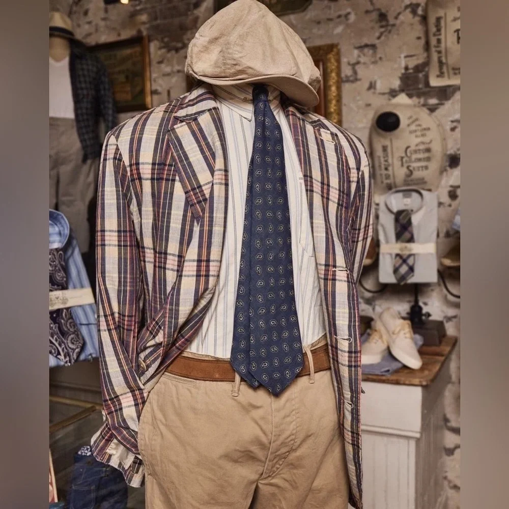 Ralph Lauren Double RL Unconstructed Madras Plaid Blazer
